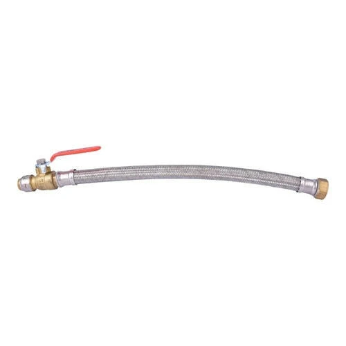 SharkBite Max Messing 3/4 . FIP x 1/2 . Push-Fit Ball Valve Braided Water Heater Connector (18" Length)