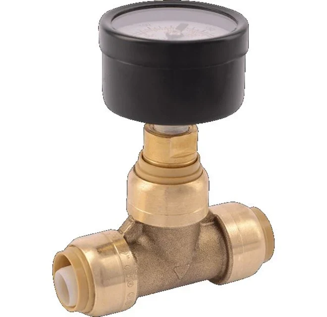 SharkBite Messing Push-to-Connect Pressure Gauge Tee (1/2 .) met Keramische Punt