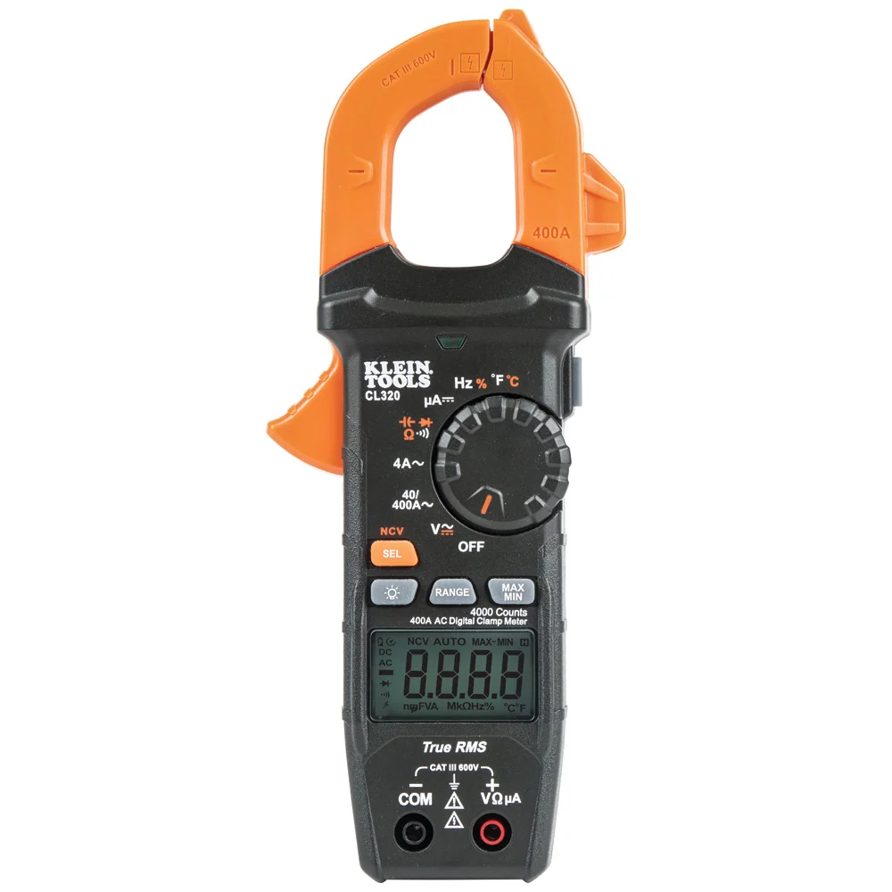 KLEIN TOOLS HVAC Met display Clamp Meter, AC Auto-Ranging 400 Amp
