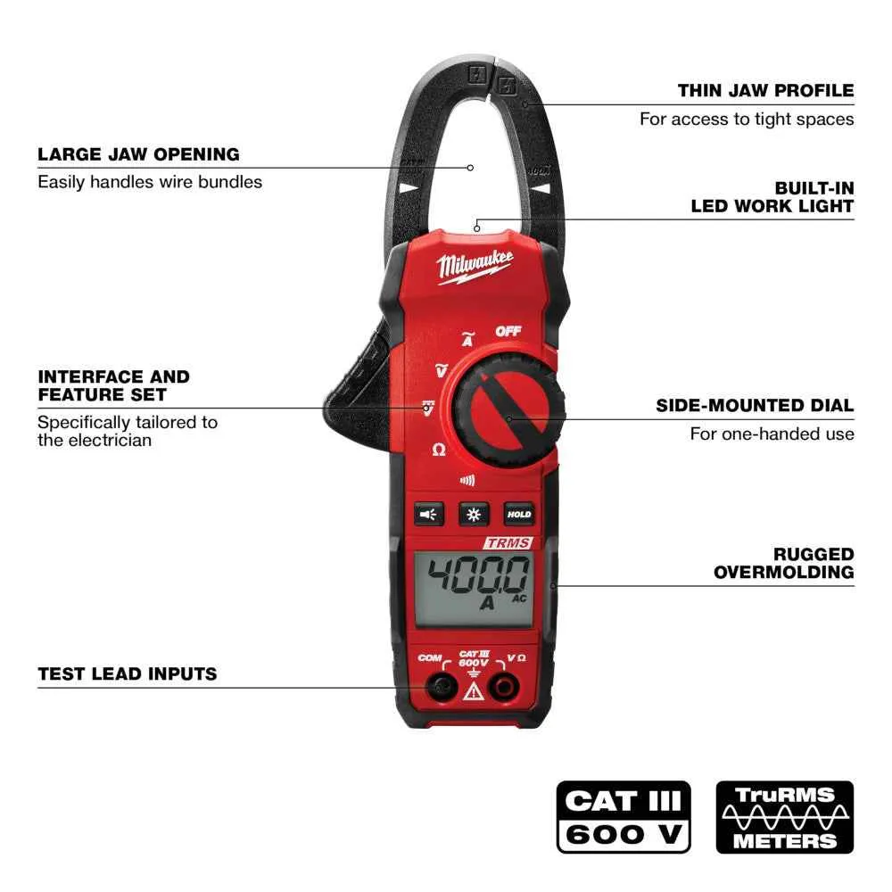 MILWAUKEE 400 Amp Clamp Meter met Automatische Uitschakeling