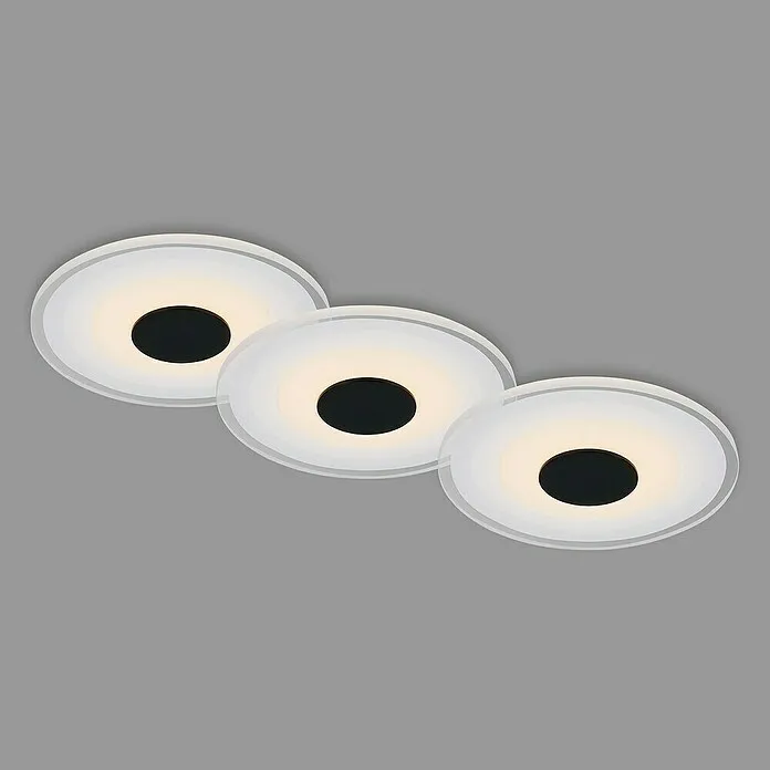 Briloner Led-inbouwspotset - Ø x h: 120 cm x 36 mm, Wit/Zwart
