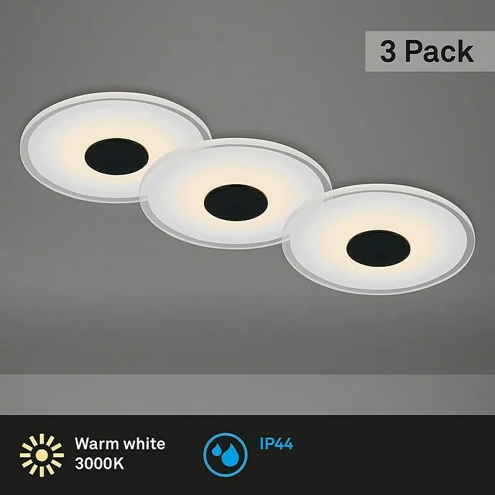 Briloner Led-inbouwspotset - Ø x h: 120 cm x 36 mm, Wit/Zwart