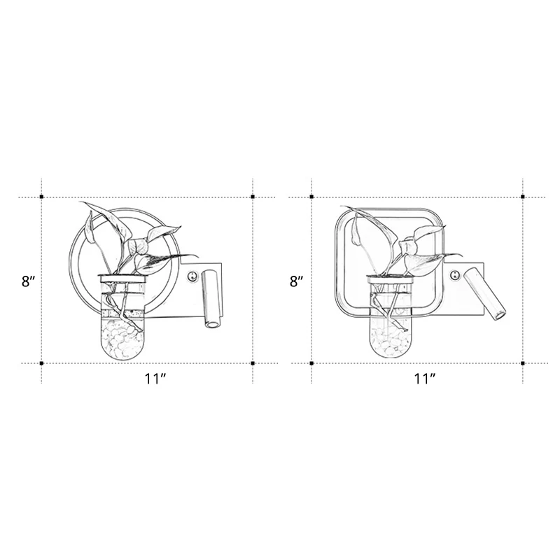 Decoratieve lusvormige wandkandelaar van metaal LED-wandlamp met spot en plantenpot zwart-wit | Incl. Montageset