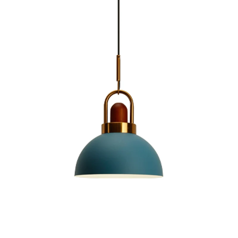 Dome Kitchen Bar Pendellamp IJzer 1 Lamp Macaron Hangende Hanger Roze/Wit/Grijs met Houten Blad en Handvat | Snel Leverbaar