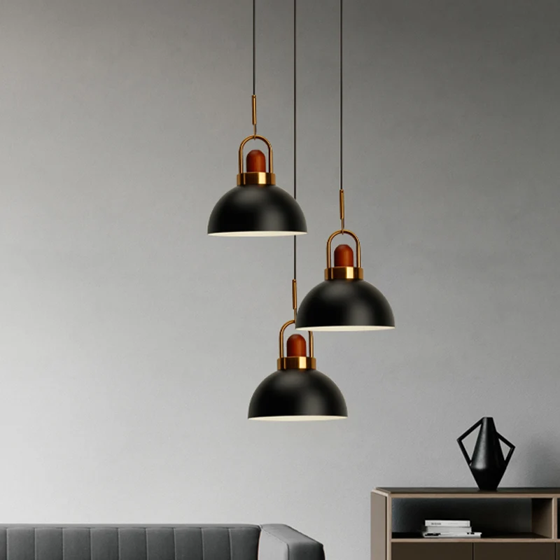 Dome Kitchen Bar Pendellamp IJzer 1 Lamp Macaron Hangende Hanger Roze/Wit/Grijs met Houten Blad en Handvat | Snel Leverbaar