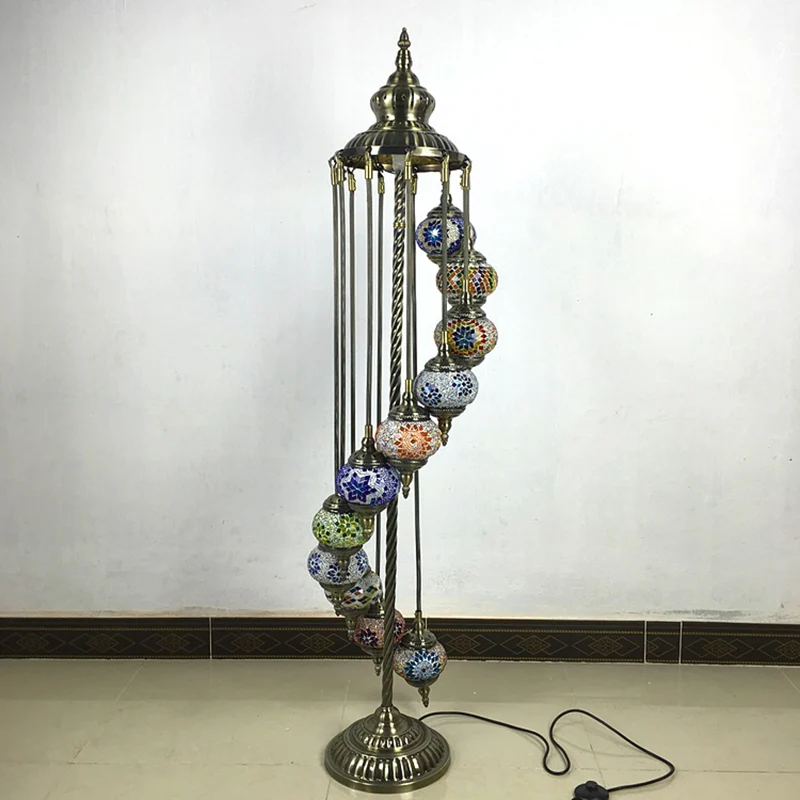 Energiezuinige LED 11 Lights Helical Stand up Lamp Traditional White/Yellow Hand-Crafted Glazen Reading Floor Lamp Yellow