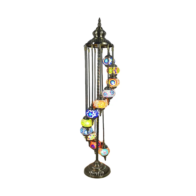 Energiezuinige LED 11 Lights Helical Stand up Lamp Traditional White/Yellow Hand-Crafted Glazen Reading Floor Lamp Yellow
