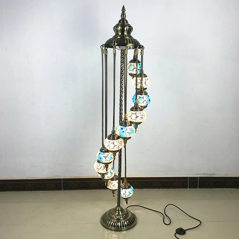 Energiezuinige LED 11 Lights Helical Stand up Lamp Traditional White/Yellow Hand-Crafted Glazen Reading Floor Lamp Yellow
