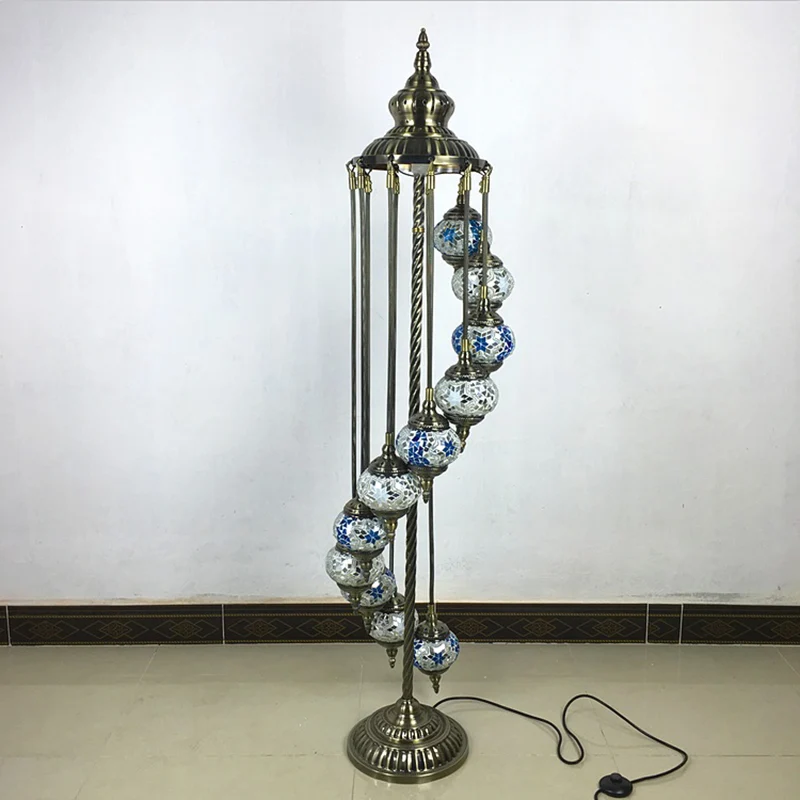 Energiezuinige LED 11 Lights Helical Stand up Lamp Traditional White/Yellow Hand-Crafted Glazen Reading Floor Lamp Yellow