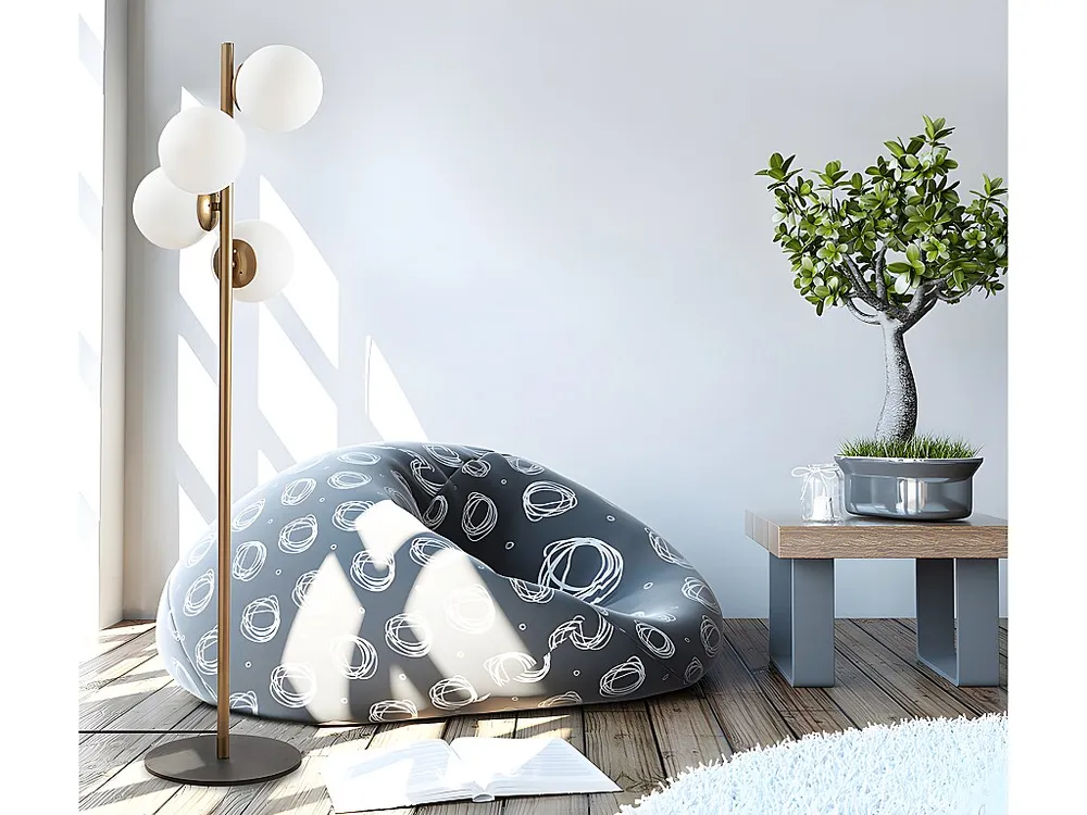 Energiezuinige LED Staande lamp van metaal en glas 4 bollen FAZE - H130 cm - Goud en wit - Koop nu online