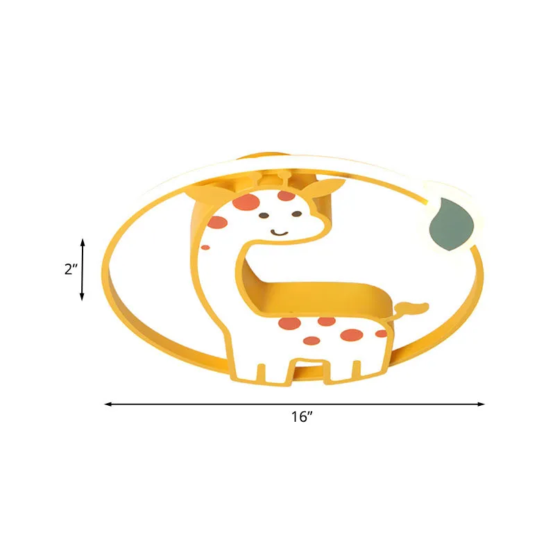 Gecertificeerd IP44 Giraffe Plafondlamp Armatuur Kinderen Ijzer 16 "/19.5" W LED Geel Inbouw Verzonken Verlichting voor Ki...