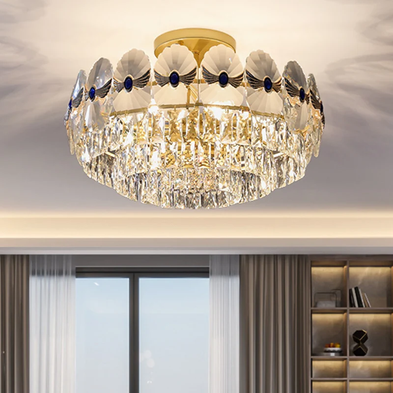 Gelaagde semi-inbouwlamp Artistiek afgeschuind kristal Woonkamer verzonken plafondlamp goud - Incl. Garantie