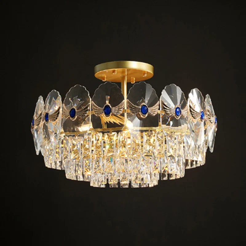 Gelaagde semi-inbouwlamp Artistiek afgeschuind kristal Woonkamer verzonken plafondlamp goud - Incl. Garantie