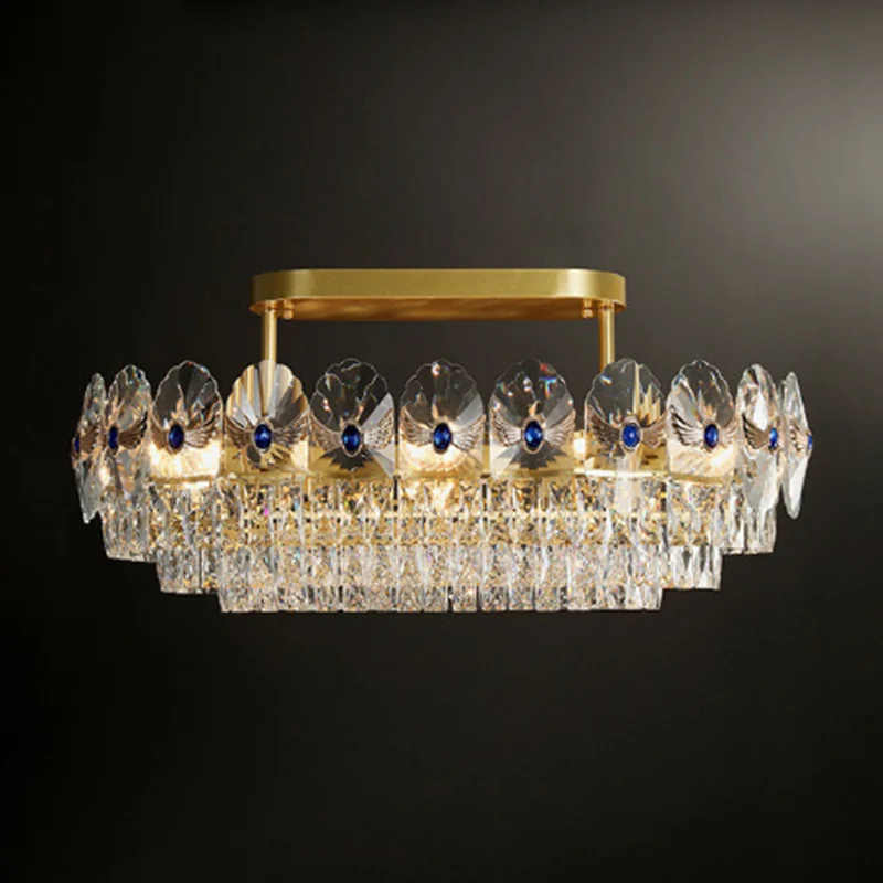 Gelaagde semi-inbouwlamp Artistiek afgeschuind kristal Woonkamer verzonken plafondlamp goud - Incl. Garantie