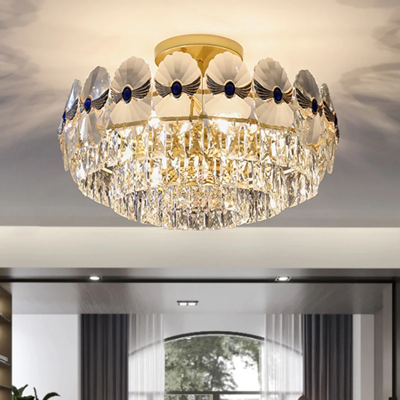 Gelaagde semi-inbouwlamp Artistiek afgeschuind kristal Woonkamer verzonken plafondlamp goud - Incl. Garantie