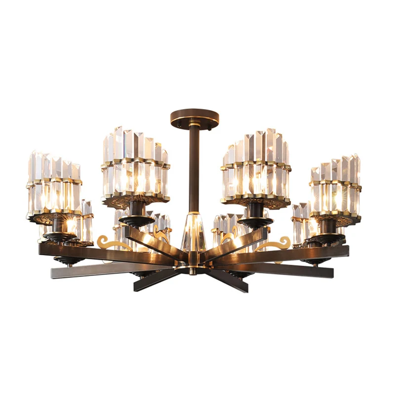 Modernisme Spoetnik Hanglamp 3/6/8 Hoofden Driezijdige Kristallen Staaf Plafondkroonluchter Zwart/Messing - Incl. Garantie