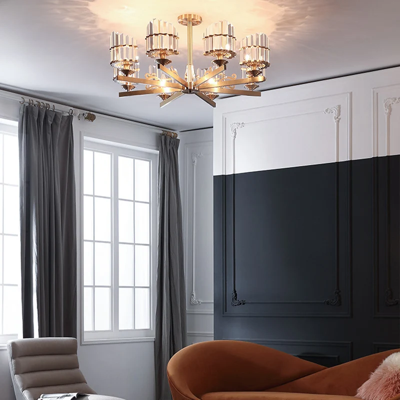 Modernisme Spoetnik Hanglamp 3/6/8 Hoofden Driezijdige Kristallen Staaf Plafondkroonluchter Zwart/Messing - Incl. Garantie