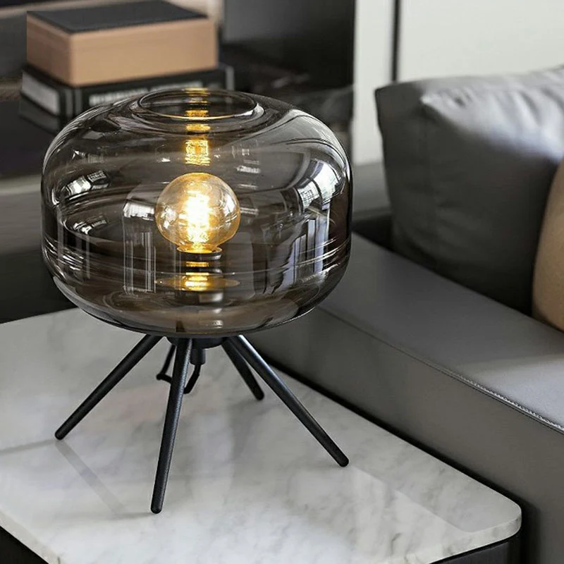 Premium Kwaliteit Statief nachtkastje lamp metaal 1 kop Scandinavisch nachtkastje zwak met glazen kap