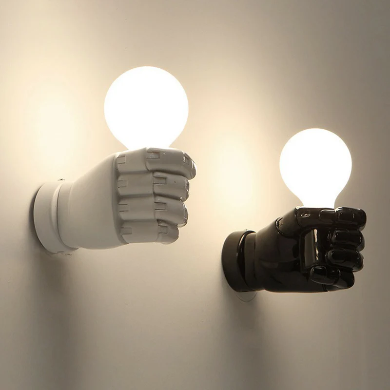 Resin Fist Wall Lamp Fixture Artistic 1 Bulb Wall Mounted Lighting Restaurant - Incl. Garantie White