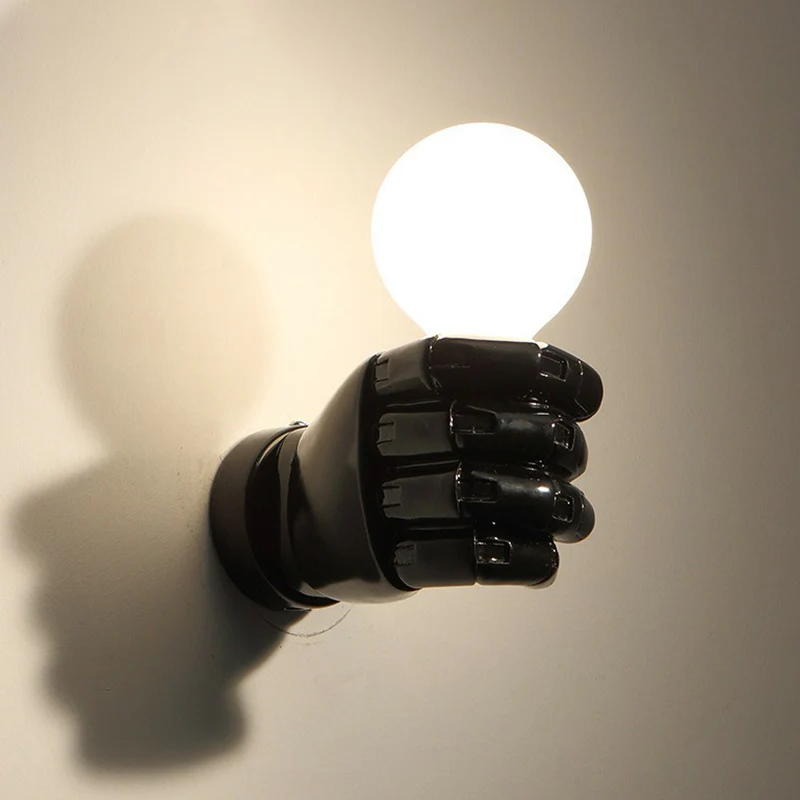 Resin Fist Wall Lamp Fixture Artistic 1 Bulb Wall Mounted Lighting Restaurant - Incl. Garantie White
