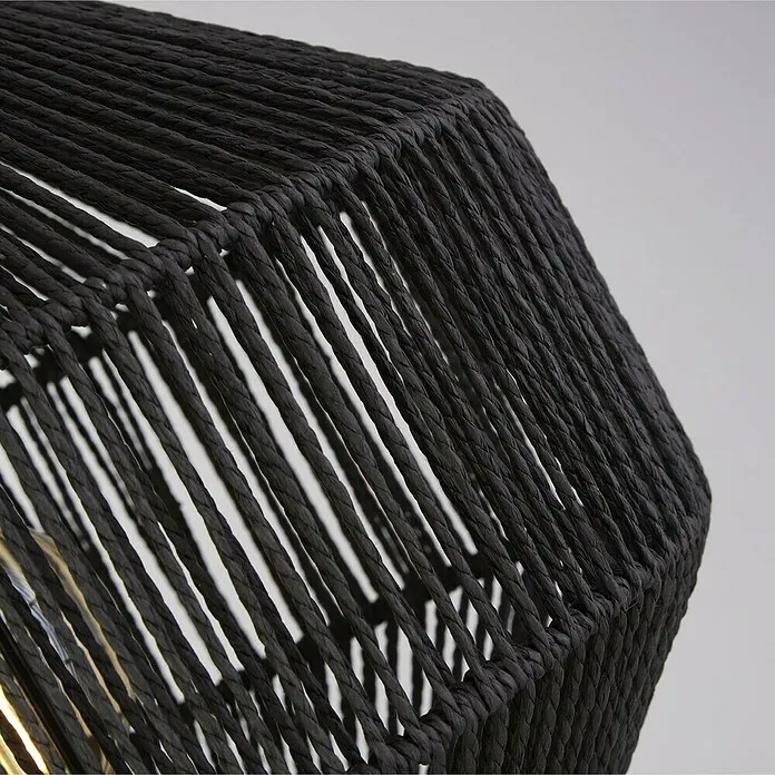 Searchlight Vloerlamp Wicker - Hoogte: 155 cm, Zwart, E27, 60 W
