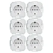 Inbouw Kopp Stopcontact 1V RA SH Athenis 6 pack - Wit, Mat, Kunststof, Onderbouwmontage, 6 st.