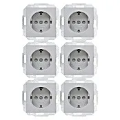 Kopp Stopcontact 1V RA SH Athenis 6 pack - Grijs, Mat, Kunststof, Onderbouwmontage, 6 st. voor Badkamer en Keuken