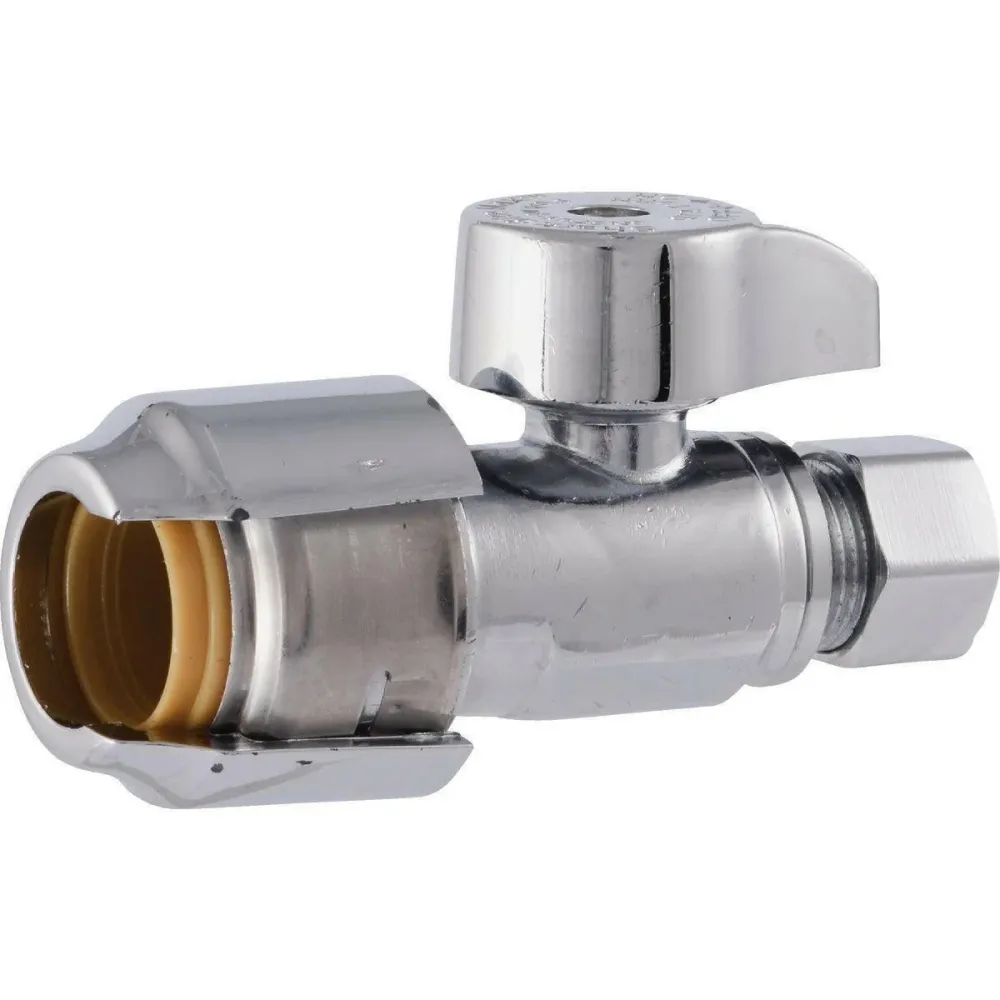 SharkBite 1/2- Push-to-connect x 3/8- Compression Brass Quarter Turn Stop Straight Valve viertal