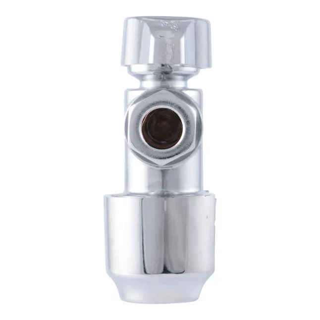 SharkBite 1/2- Push-to-connect x 3/8- Compression Brass Quarter Turn Stop Angle Valve vierpak