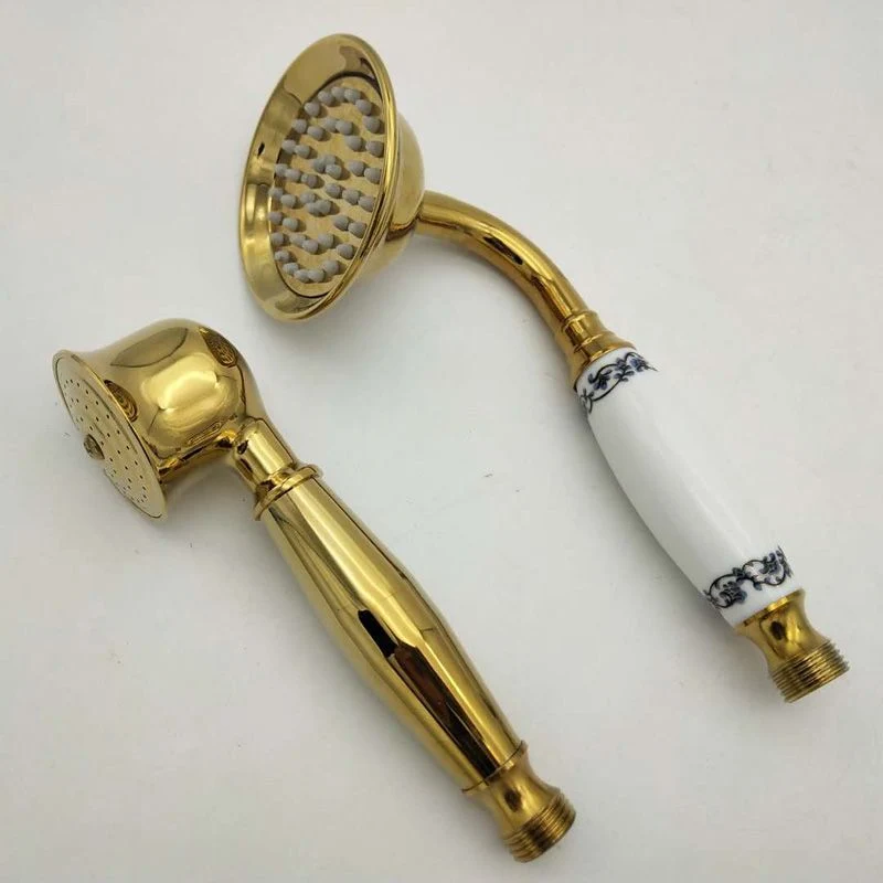 Traditional Handheld Shower Head Hose Glanzend Brass Wall-Mount Showerhead Gold