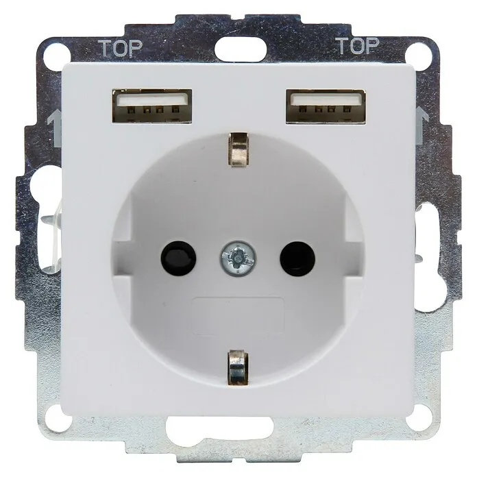 Kopp Wandcontactdoos met USB Athenis - Grijs Diameter 25mm