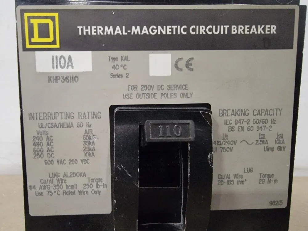 110 Amp, 3 Pole, 600 Volts Circuit Breaker KHP36110