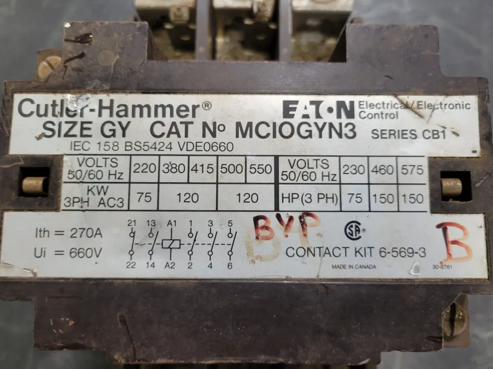 150 hp 270 Amp 575 Volts Reversing Contactor MCIOGYN3