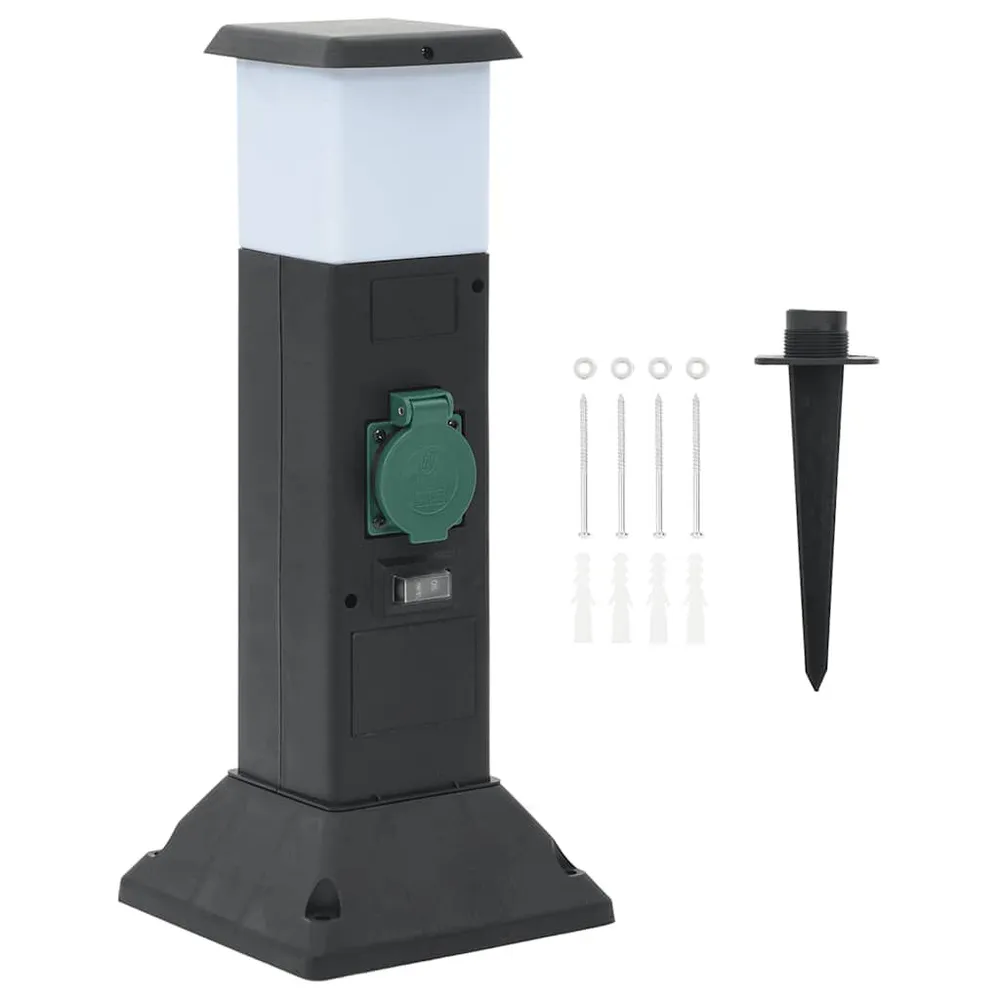 Aardlekschakelaar Tuinstopcontact met lamp en grondpin 2-wegs 16x16x39,5 cm