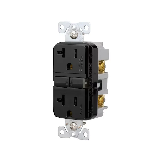 Eaton 20-Amp 125-volt Tamper Resistant GFCI Residential Decorator Outlet, Zwart
