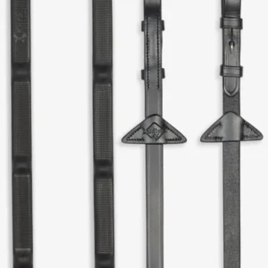 Ergo Grip Rubber Reins Integrated Stops Zwart C