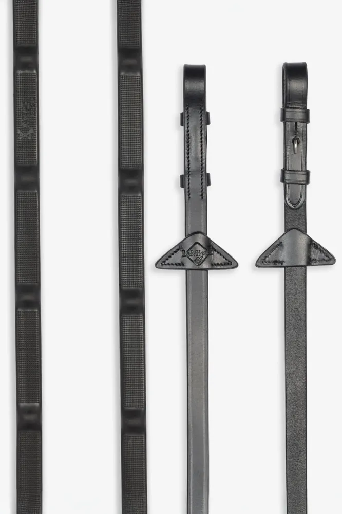 Ergo Grip Rubber Reins Integrated Stops Zwart C