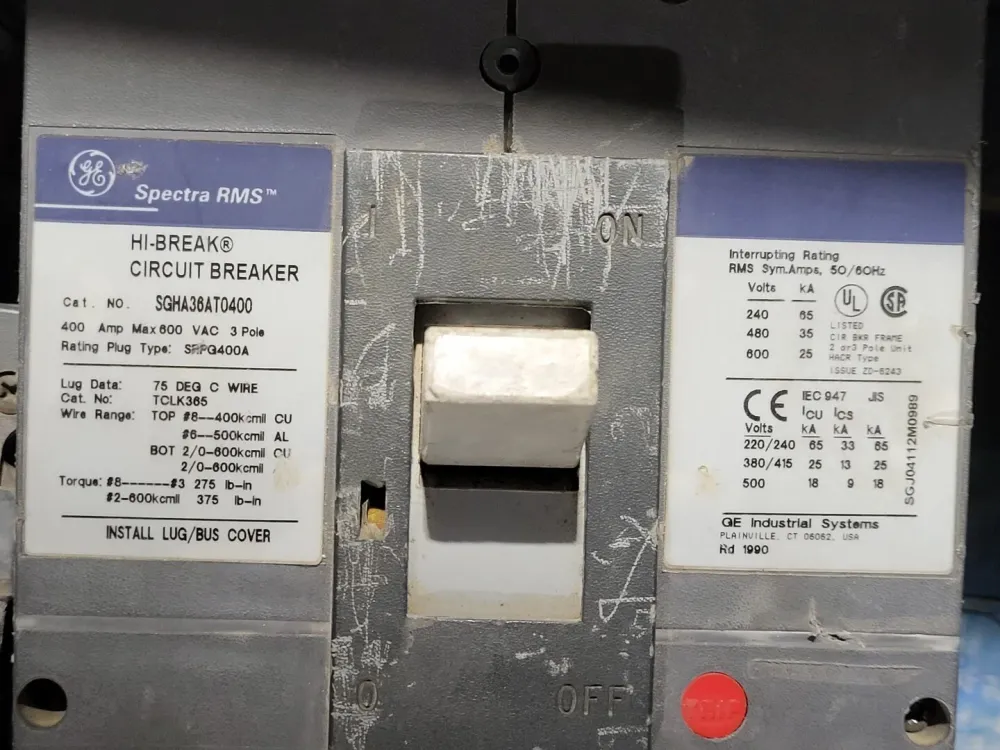 IP44 Waterdicht 400 Amp, 3 Pole, 600 Volt Circuit Breaker SGHA36AT0400