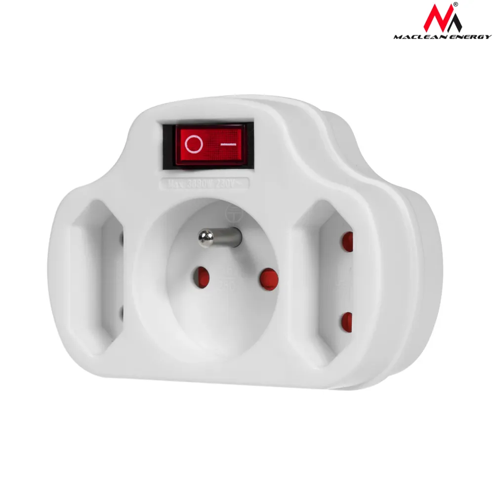Professionele Kwaliteit Maclean Energy MCE142 stopcontact met drievoudige schakelaar wit