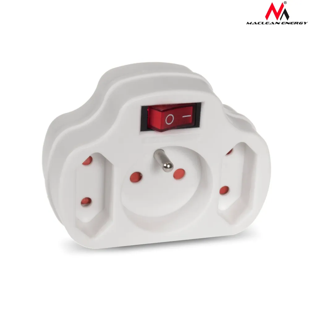 Professionele Kwaliteit Maclean Energy MCE142 stopcontact met drievoudige schakelaar wit