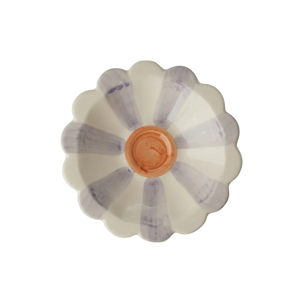 Ergonomisch Compact Ceramic Dipping Bowl - Lavender - Hand-painted Stripes