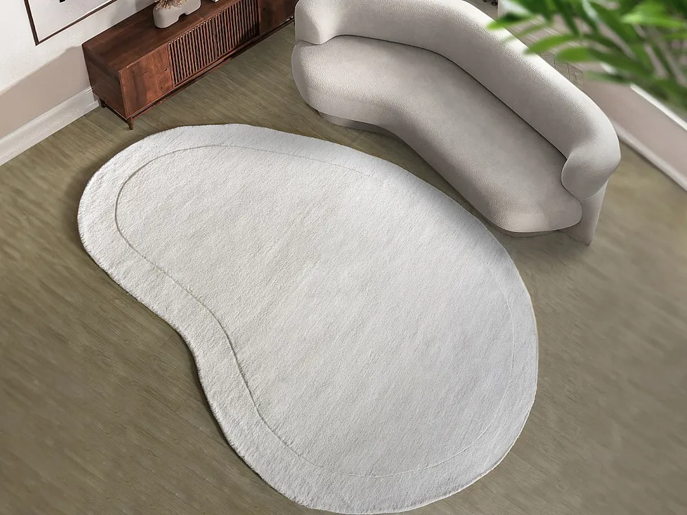 Gegalvaniseerd Organisch tapijt van 100% wol, handgemaakt - 200 x 300 cm - 2200 g/m2 - Crèmewit - WILLOW