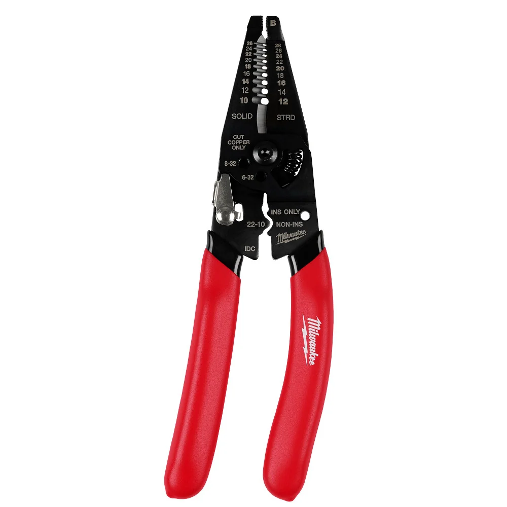 Verzinkt MILWAUKEE 10-28 AWG Multi-Purpose Dipped Grip Wire Stripper & Cutter w/ Reinforced Head