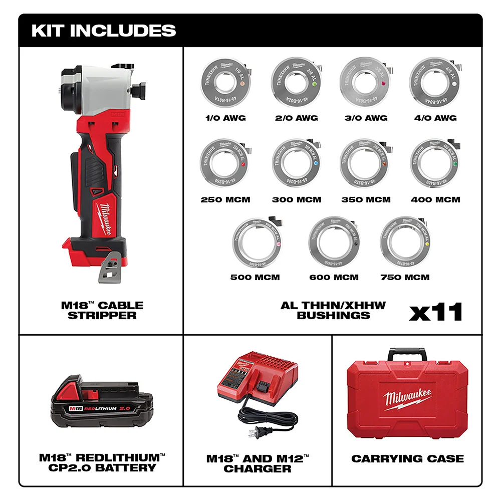 Verzinkt MILWAUKEE M18 Cable Stripper Kit Al THHN / XHHW