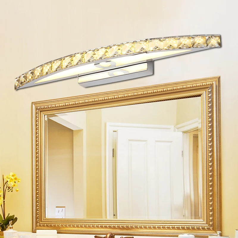 Boogvormige ijdelheid verlichting hedendaagse kristallen 1-lichts slaapkamer wandkandelaar zwak helder/champagne, 17"/21"/...