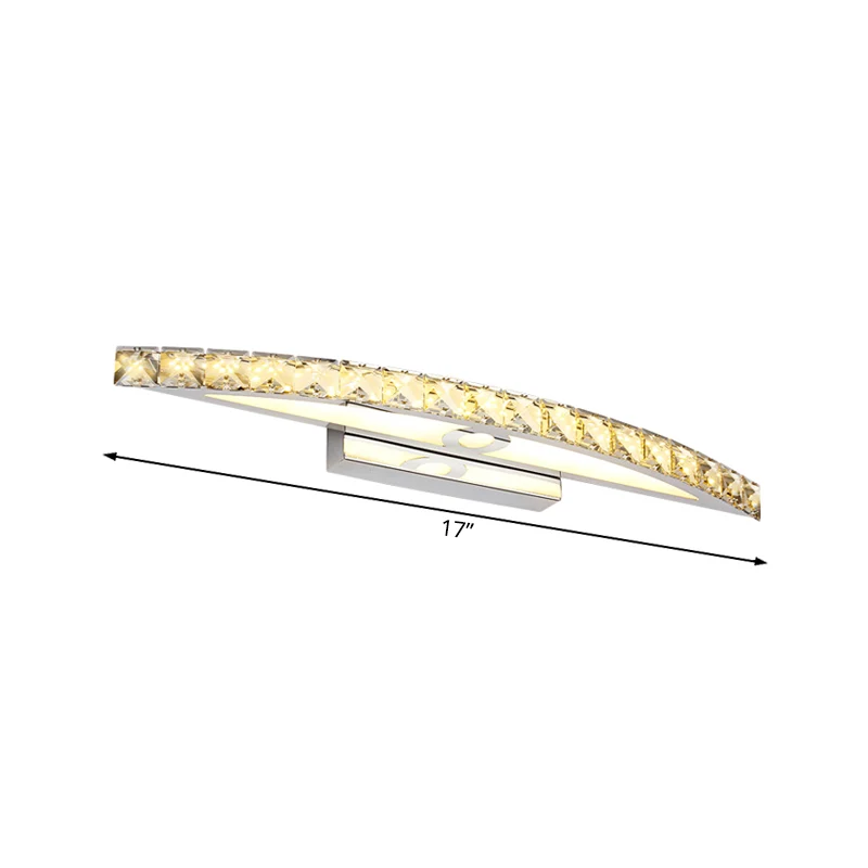 Boogvormige ijdelheid verlichting hedendaagse kristallen 1-lichts slaapkamer wandkandelaar zwak helder/champagne, 17"/21"/...