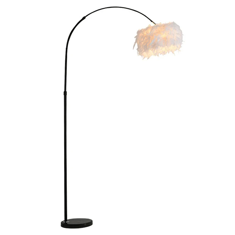 Feather Drum Stand Up Lamp Simplicity 1-lamp vloerverlichting met boogarm voor woonkamer