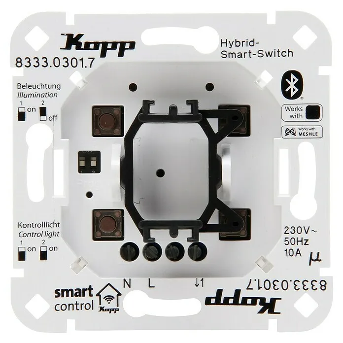 Kopp Serie-wisselschakelaar Hybride Connected Switch 3-draads - Wit, Onderbouwmontage