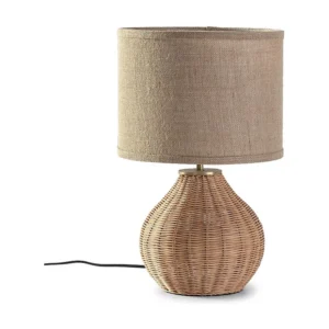 Energiezuinige LED Tafellamp Naoko van ongedwongen rotan, diameter 31 cm