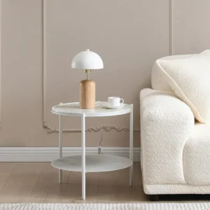 Premium Kwaliteit Lamp om te positioneren van hout en metaal - D20 x H35,5 cm - Naturel en wit - TANTA